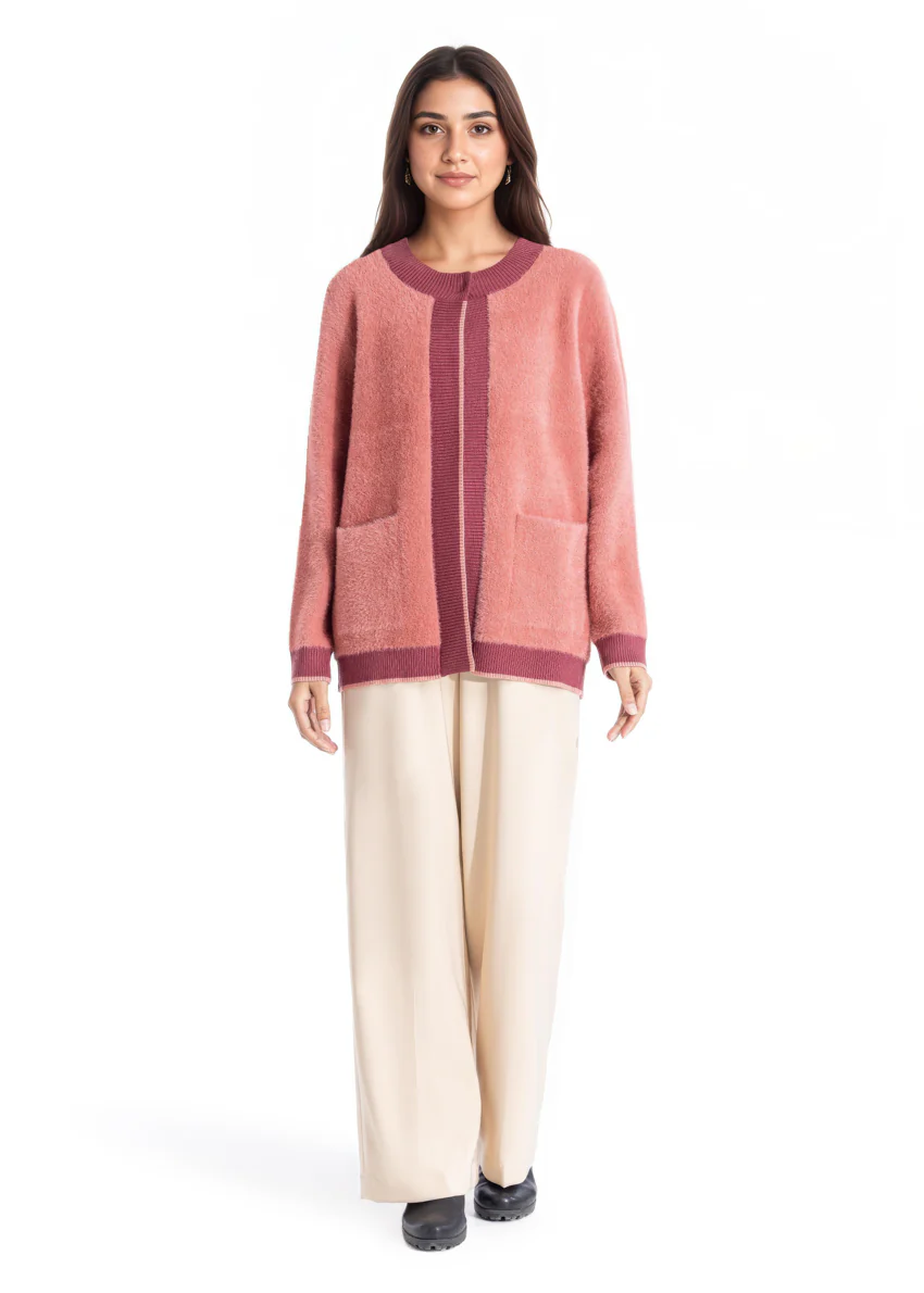 Brick-Round Neck Full Sleeves Cardigan Sweater (25Y-029-67)