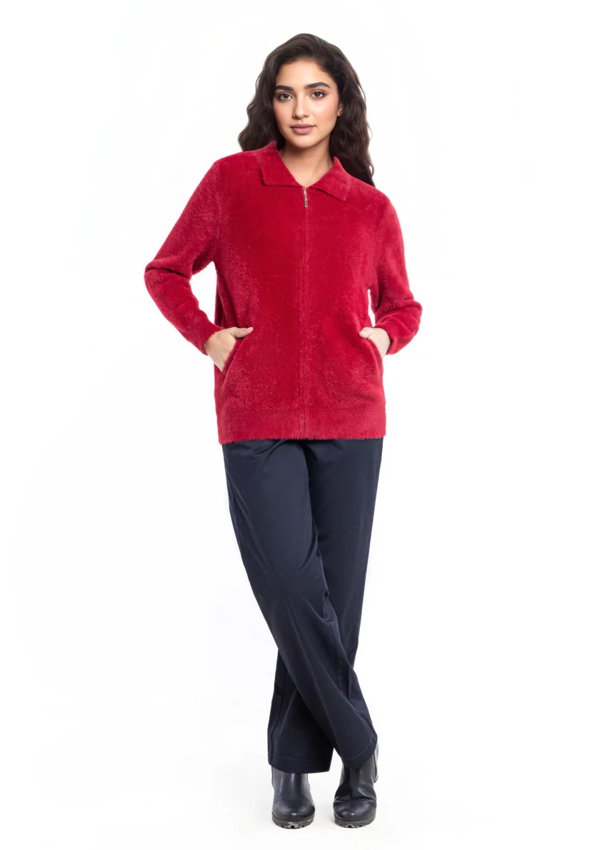 Red-Wing Collar Zipper Full Sleeves Sweater (25Y-045-67)
