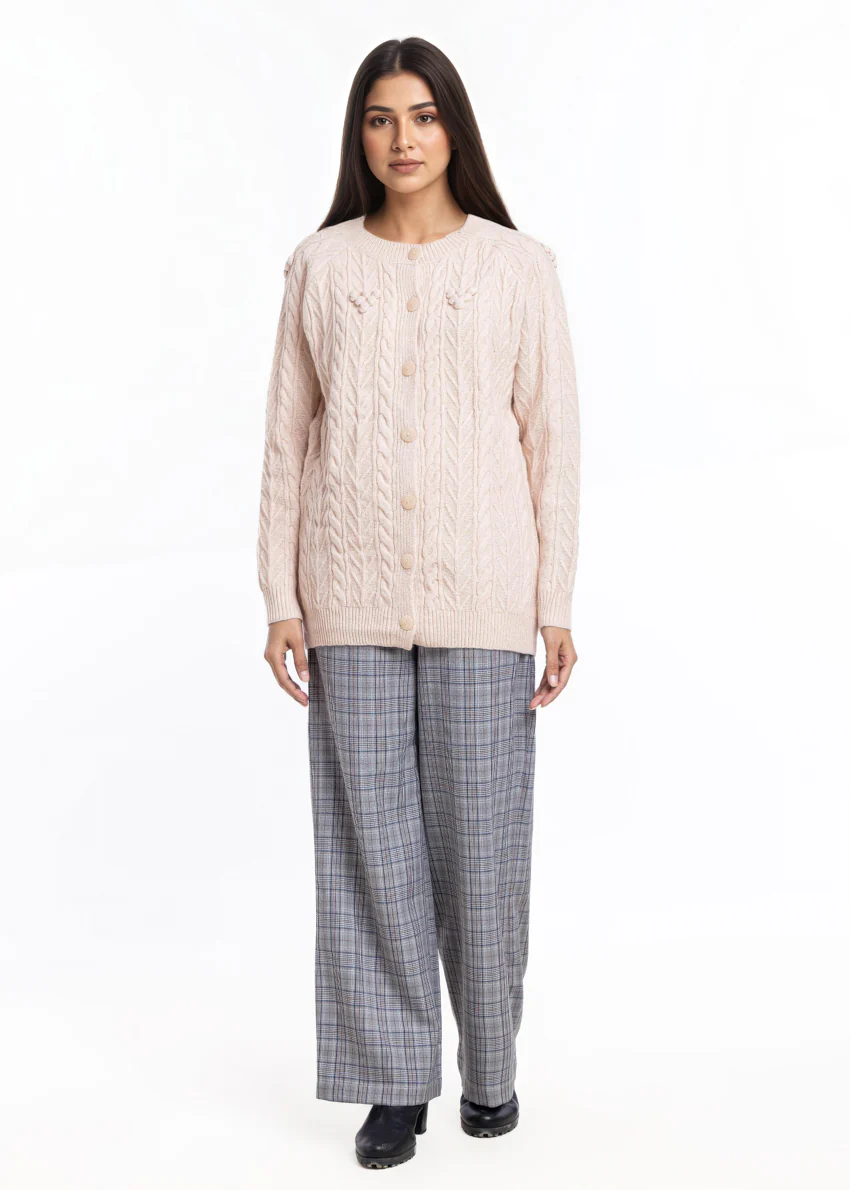 Fawn-Round Neck Cardigan Reglan Sleeves Sweater (25Y-048-67)