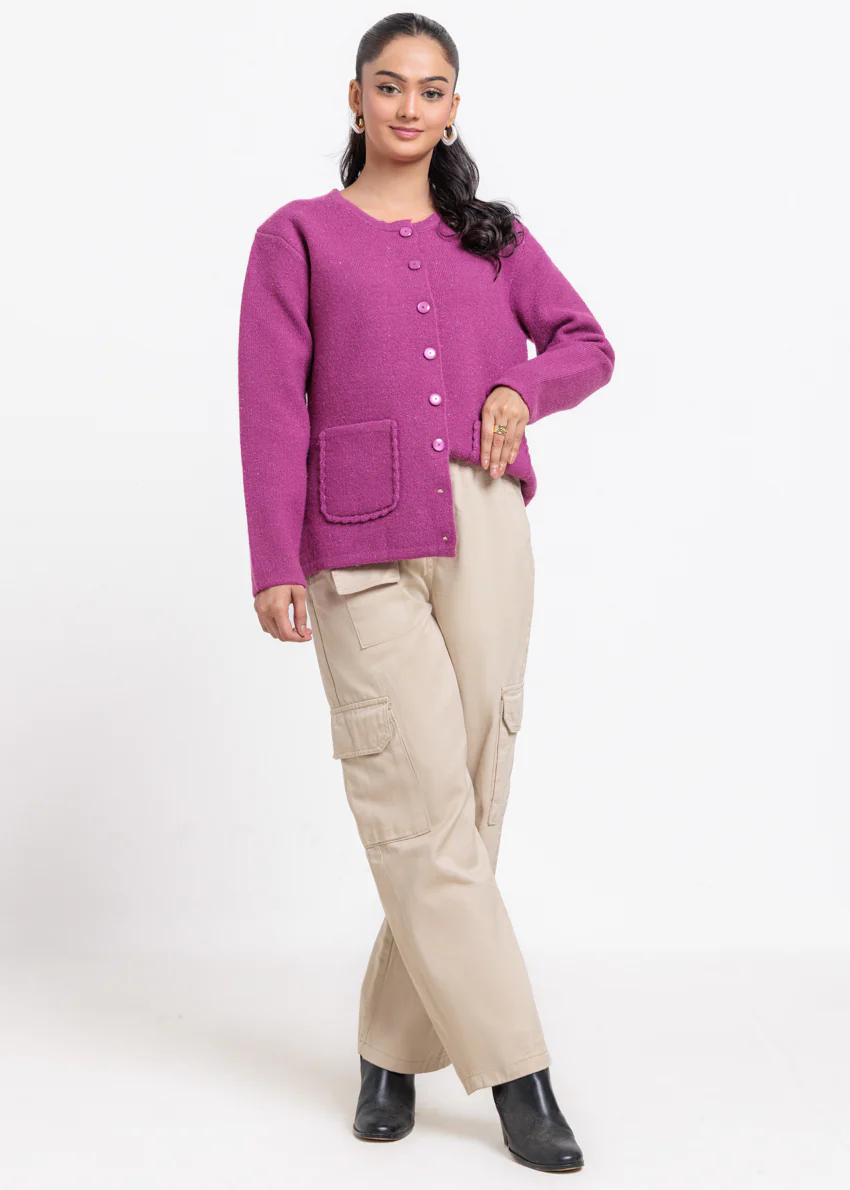 Purple-Round Neck Full Sleeves Sweater (25Y-066-67)