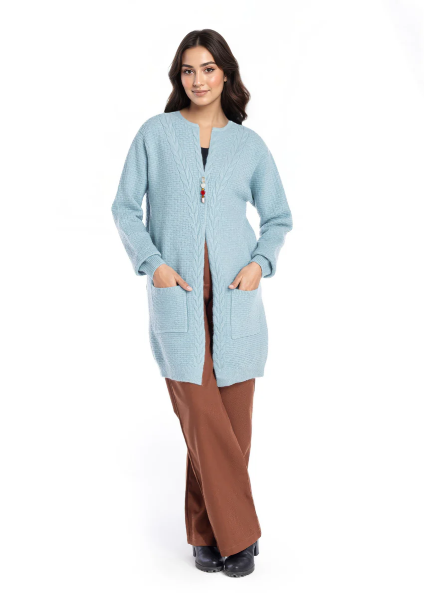 Aqua-Round Neck Cardigan Full Sleeves Sweater (25Y-118-67)