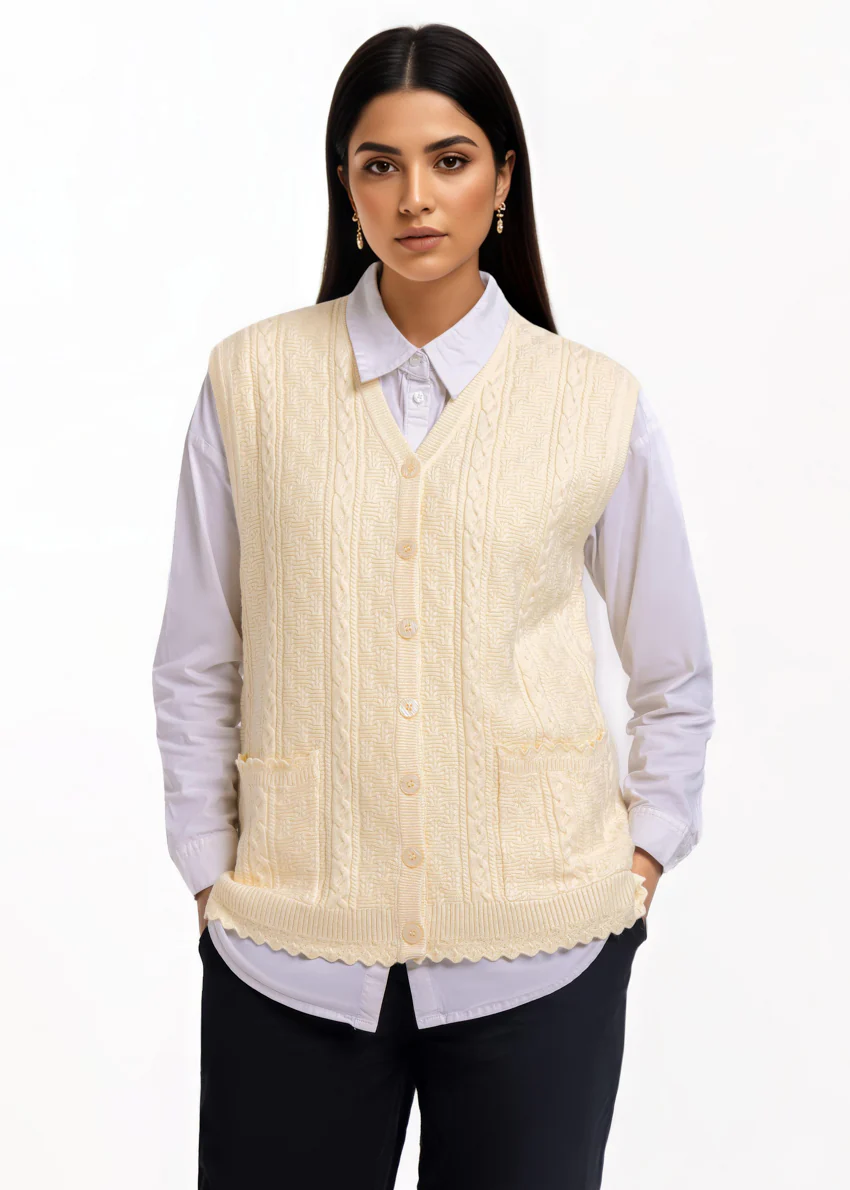 O-White-V-Cardigan Sando Sweater (25Y-240-67)