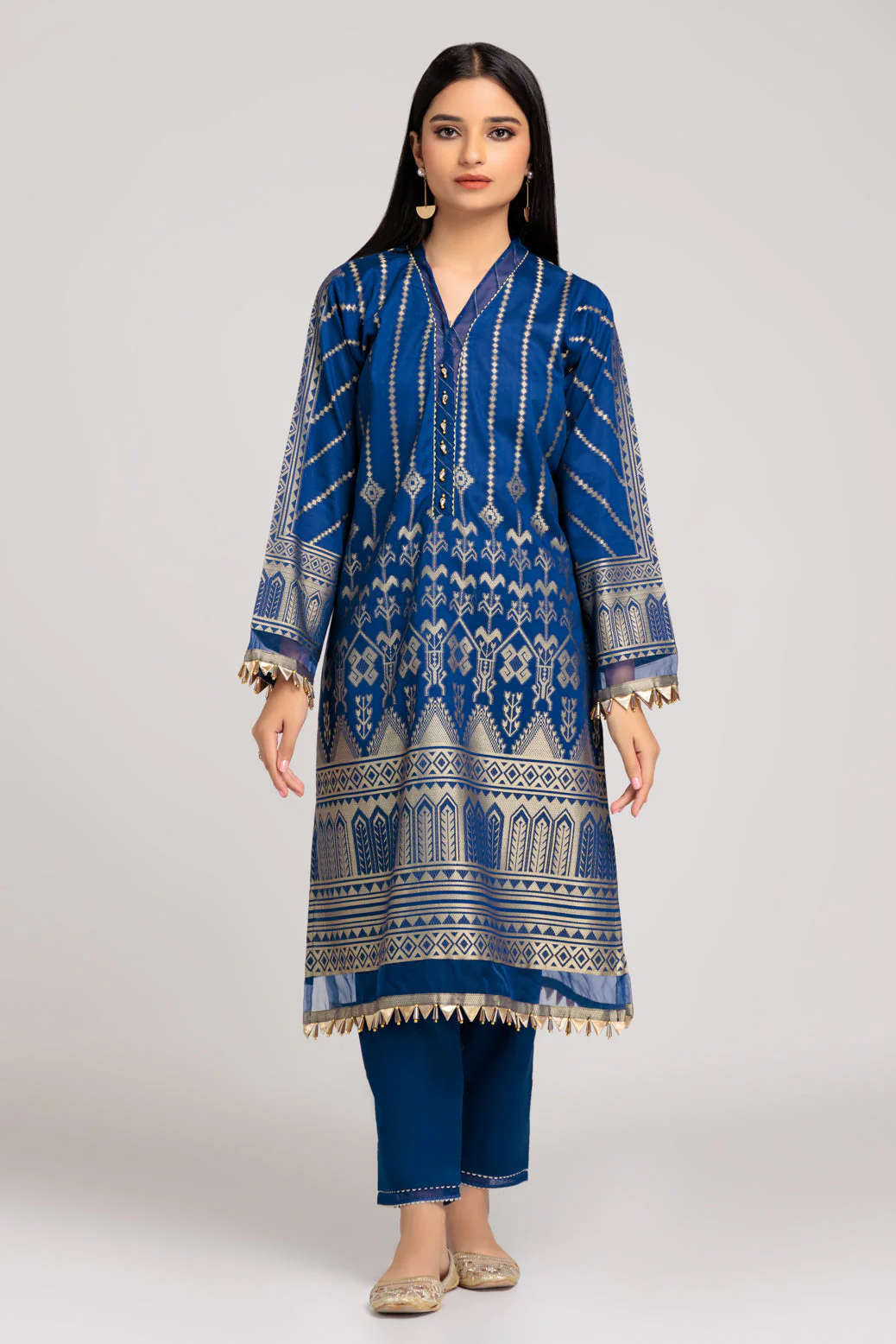 BLUE-JACQUARD-1 PIECE KURTI (JAW221P01)