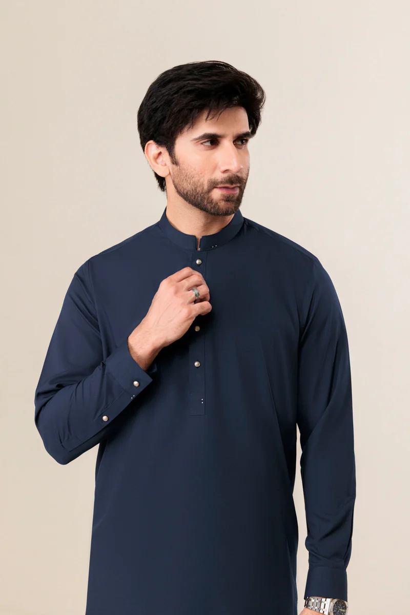 Navy-Blended-Shalwar Suit - (MP2PSBS26BM5J4) - Image 3