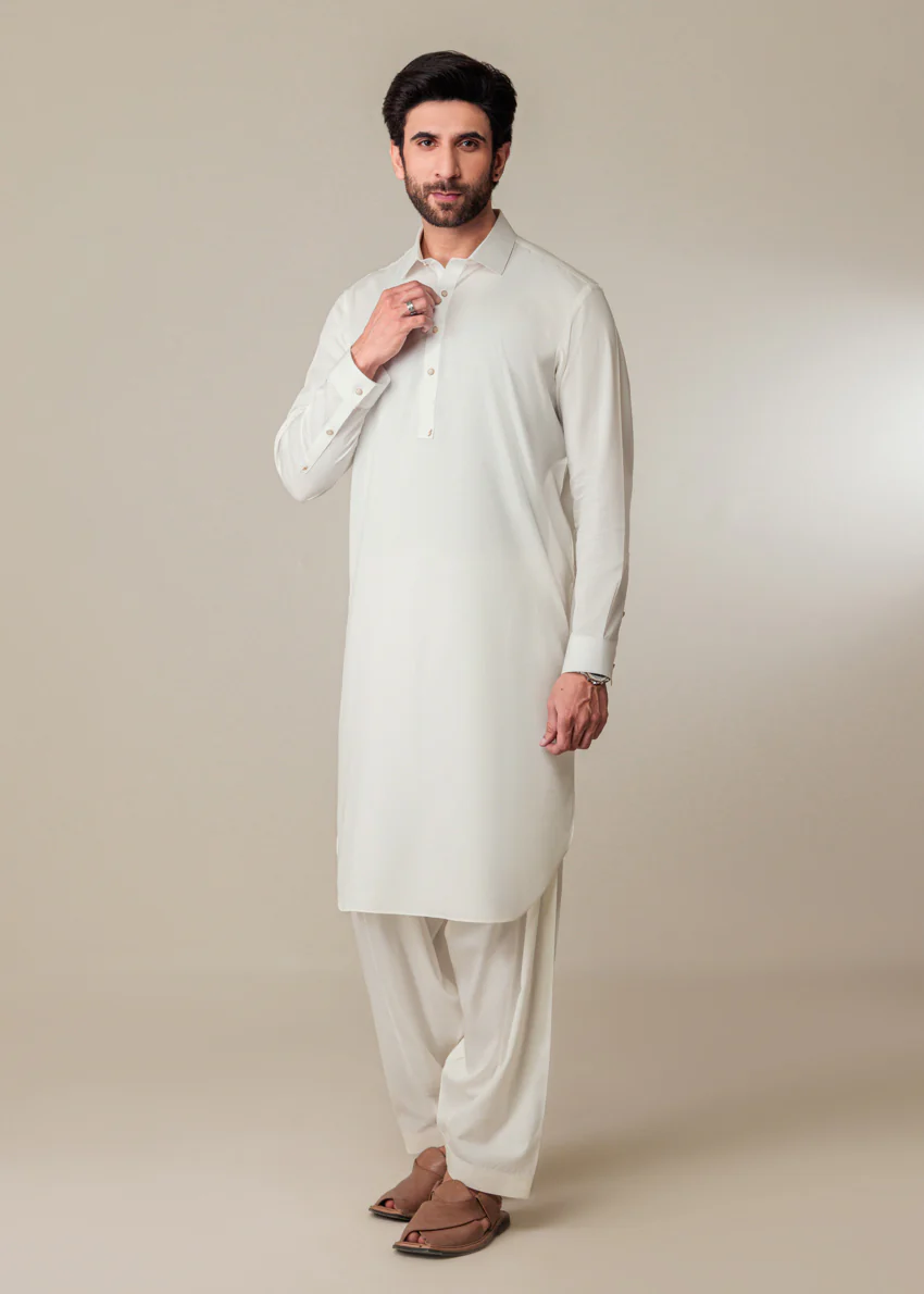 O-White-Cotton-Shalwar Suit - (MP2PSBW25ADN11) - Image 4