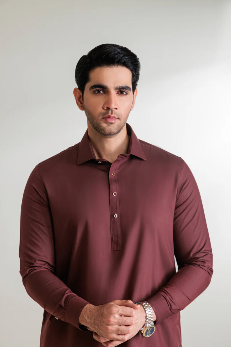 Maroon-Blended-Shalwar Suit - (MP2PSBW25BM1J5) - Image 4