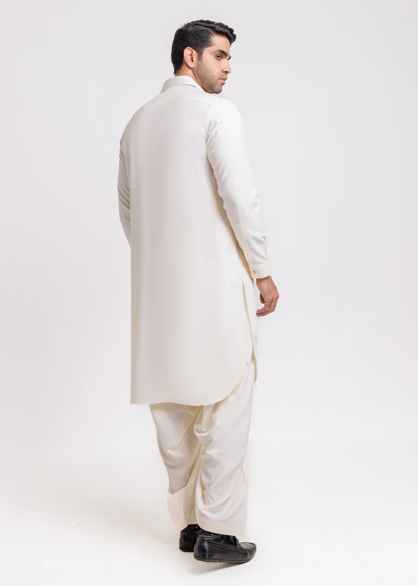 Cream-Blended-Shalwar Suit - (MPS25SSS2041) - Image 2