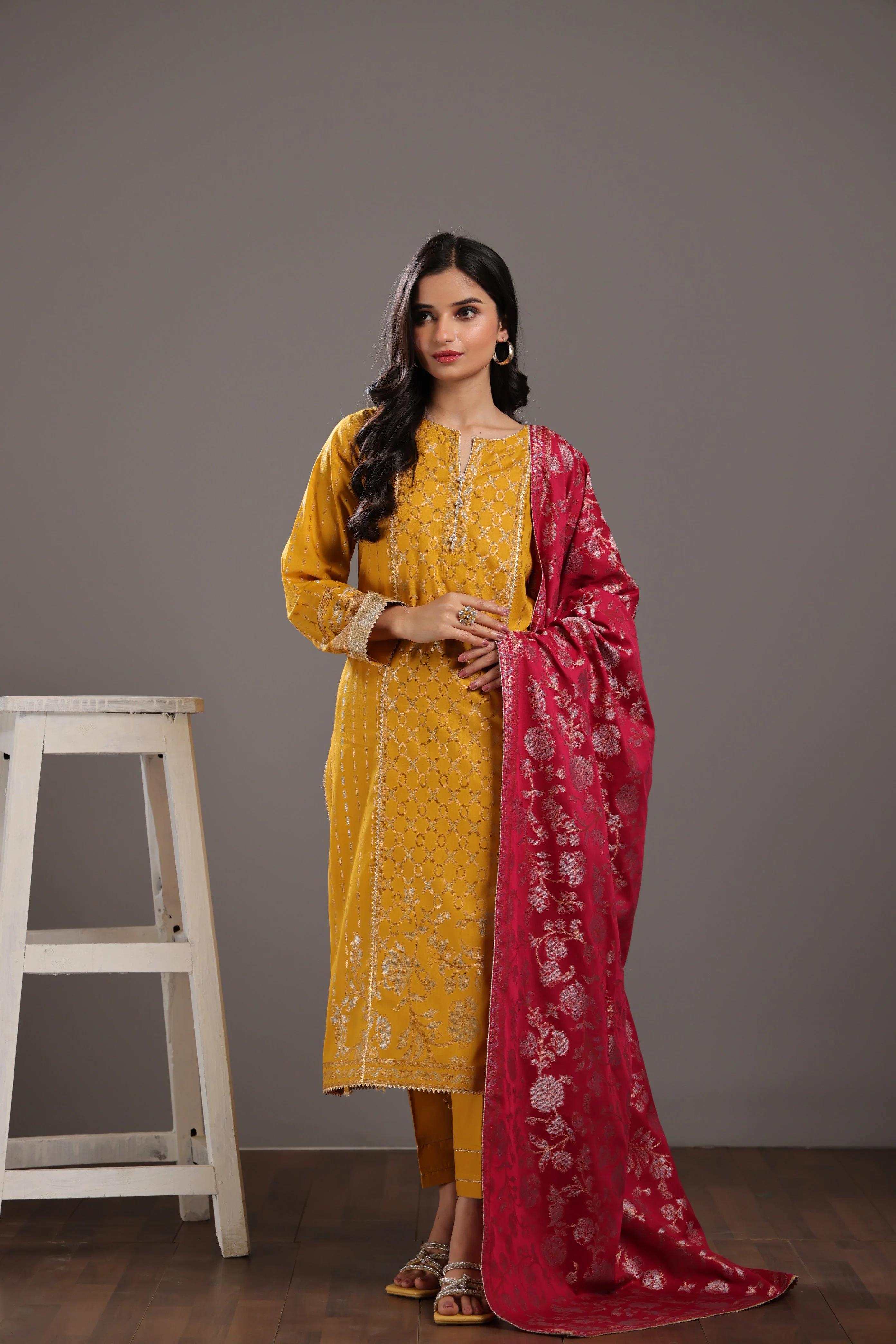 OCHRE-JACQUARD-3 PIECE (JAS233P13)