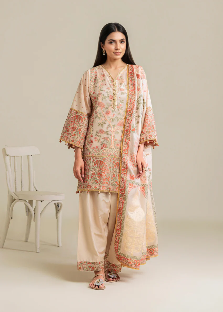 Cream-Jacquard-3 Piece (WP3PSBW25B11D38) - Image 12