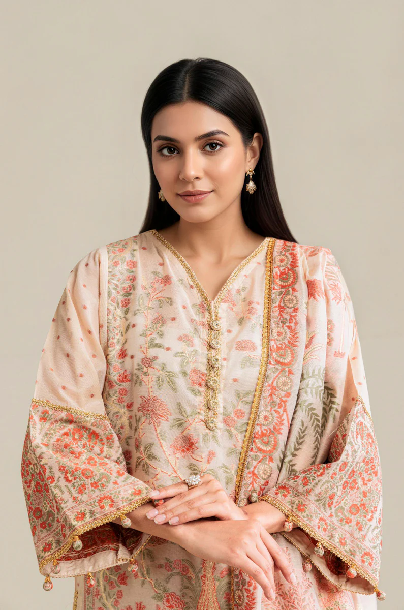 Cream-Jacquard-3 Piece (WP3PSBW25B11D38) - Image 14