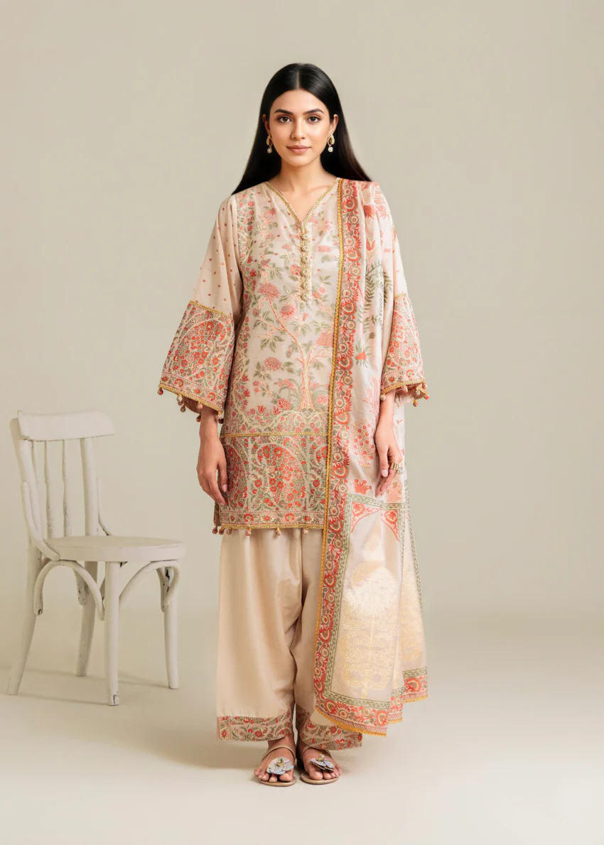 Cream-Jacquard-3 Piece (WP3PSBW25B11D38) - Image 9