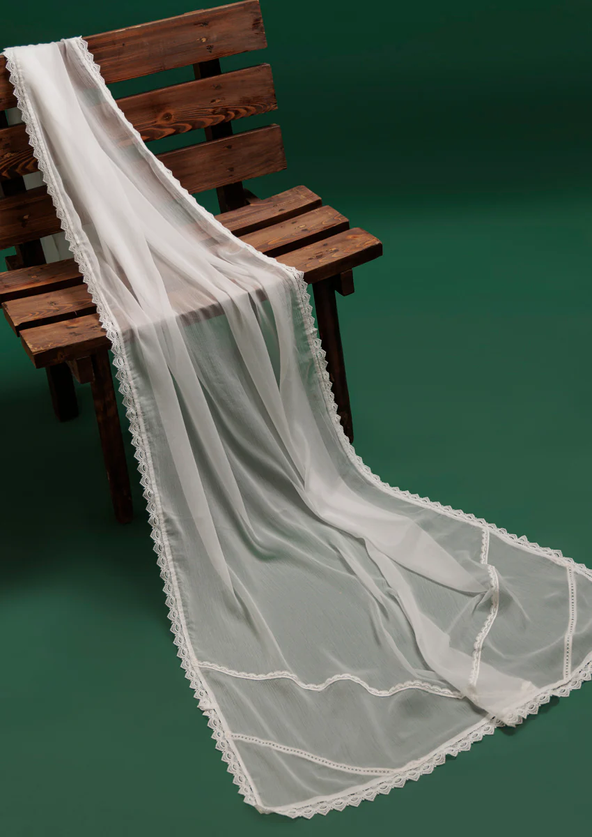 Printed White Chiffon Dupatta (WPS25CD1009)